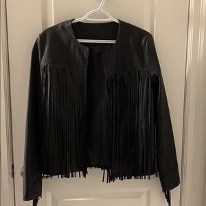 Black Fringe Leather Jacket